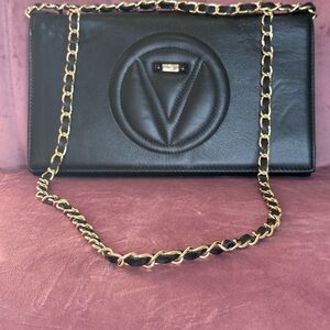 Valentino By Mario Valentino Black Lena Leather Shoulder Bag